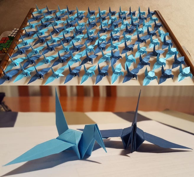High Quality Paper Cranes Origami Blue Carousel 1