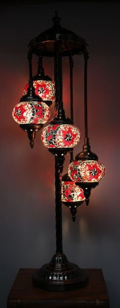Turkish Mosaic Floor Lamp 5 globe Red Carousel 1