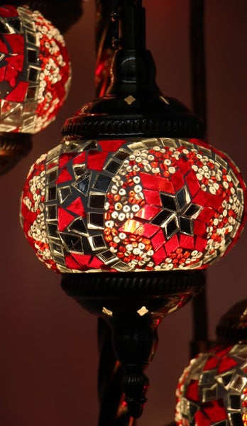Turkish Mosaic Floor Lamp 5 globe Red Carousel 2