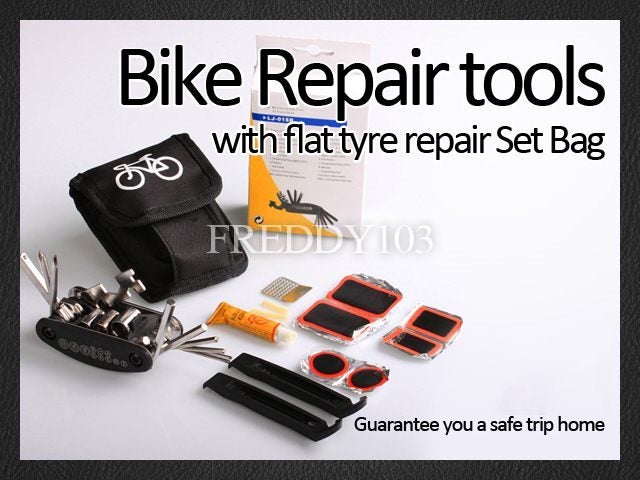 Bike Repair Kits with Flat Tyre repair Set Bag Carousel 1