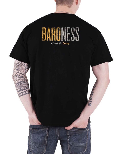 Baroness T Shirt Gold And Grey Band Logo new Official Mens Black Carousel 2