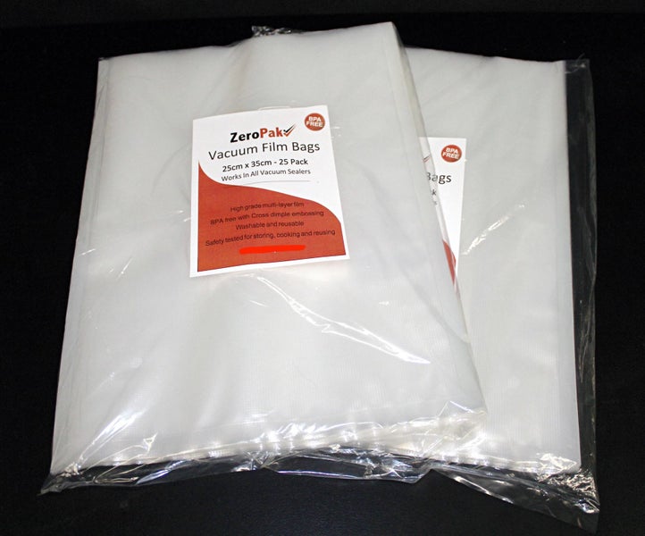**ZEROPAK**VACUUM BAGS**25cm wide x 35cm long** TWO PACK** Carousel 1