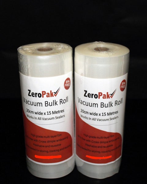 **ZEROPAK**VACUUM ROLL FILM**20cm wide x 15m BULK ROLL ** TWO PACKS** Carousel 1