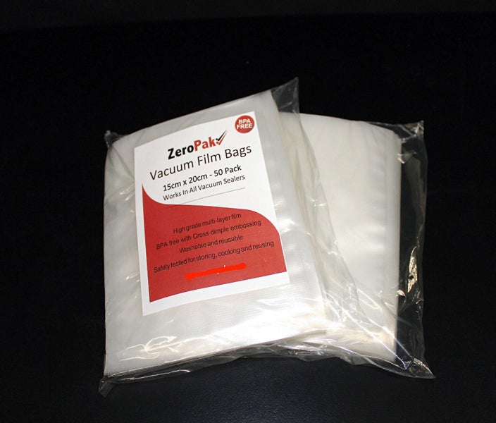 **ZEROPAK**VACUUM BAGS**15cm wide x 20cm long** TWO PACK** Carousel 1