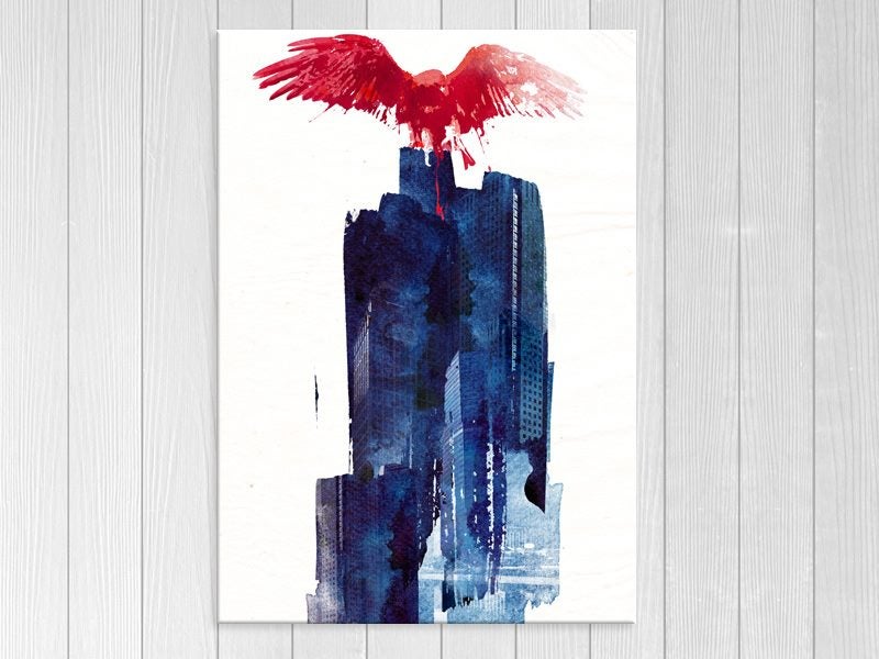 Red Bird - Blue - City - Abstract - Pop Art - Art Prints Carousel 1