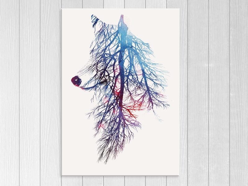 Abstract - Wolf - Pop Art - Blue - Red - Animal - Wall Art Carousel 1