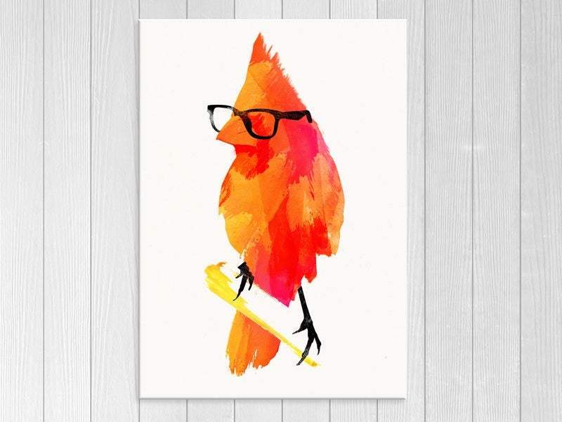 Bird - Pop Art - Red - Bird Art - Orange - Art Prints Carousel 1