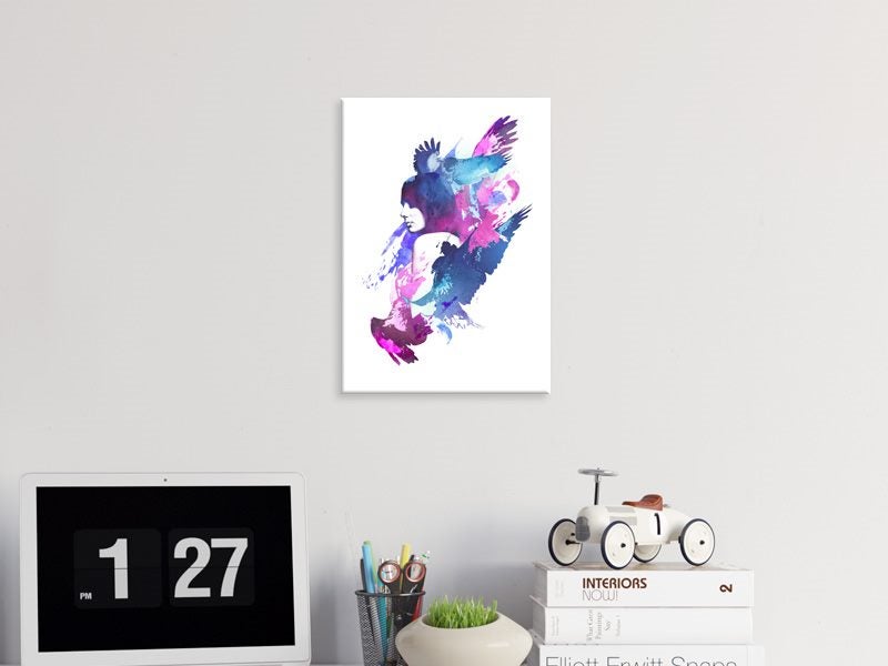 Woman - Birds - Abstract - Pop Art - Purple, Blue - Artwork Carousel 2