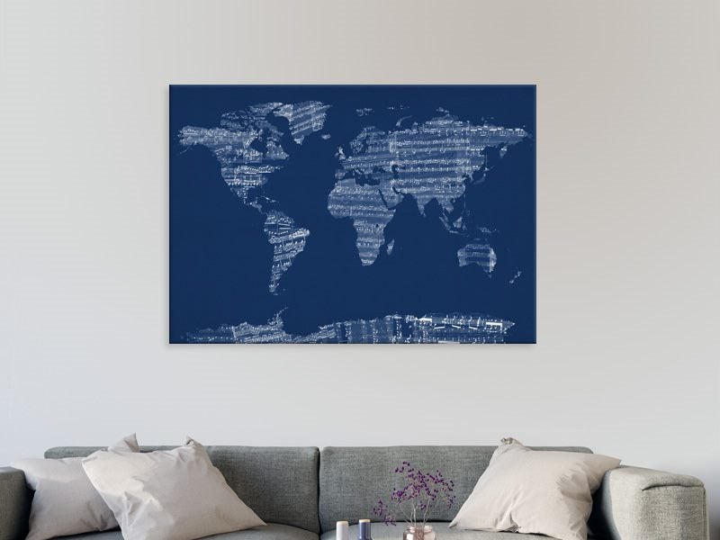 Music - World Map - Contemporary Art - Blue - Art Prints Carousel 2