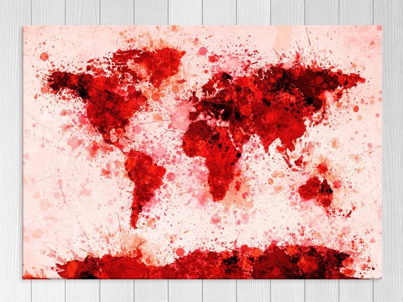 Paint World Map - Contemporary Art - Red - Art Prints Carousel 1