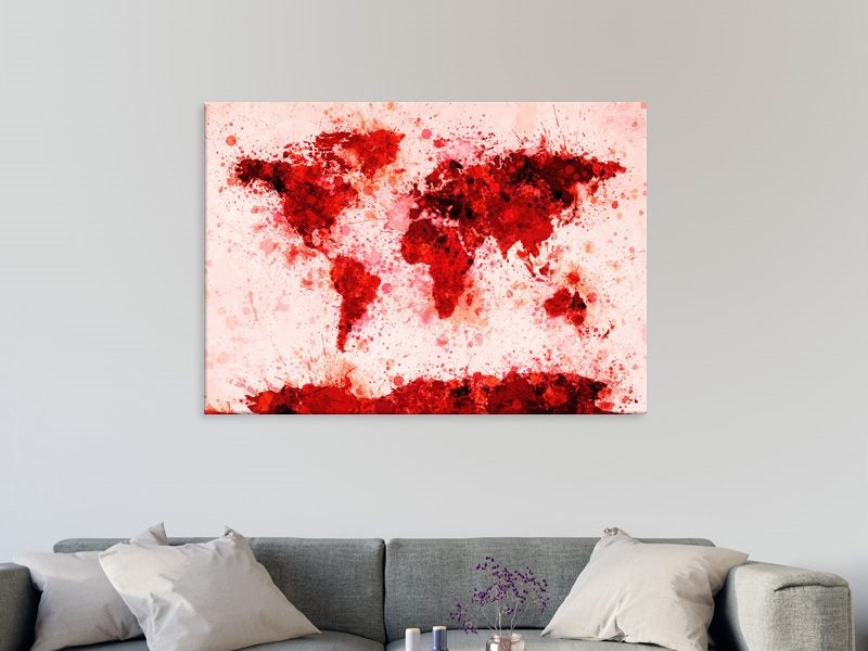 Paint World Map - Contemporary Art - Red - Art Prints Carousel 2