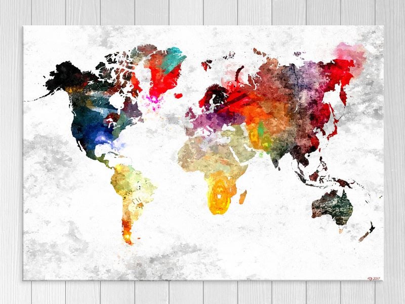 World Map - Pop Art - Graffiti Art - Colourful - Wall Art - Art Prints Carousel 1