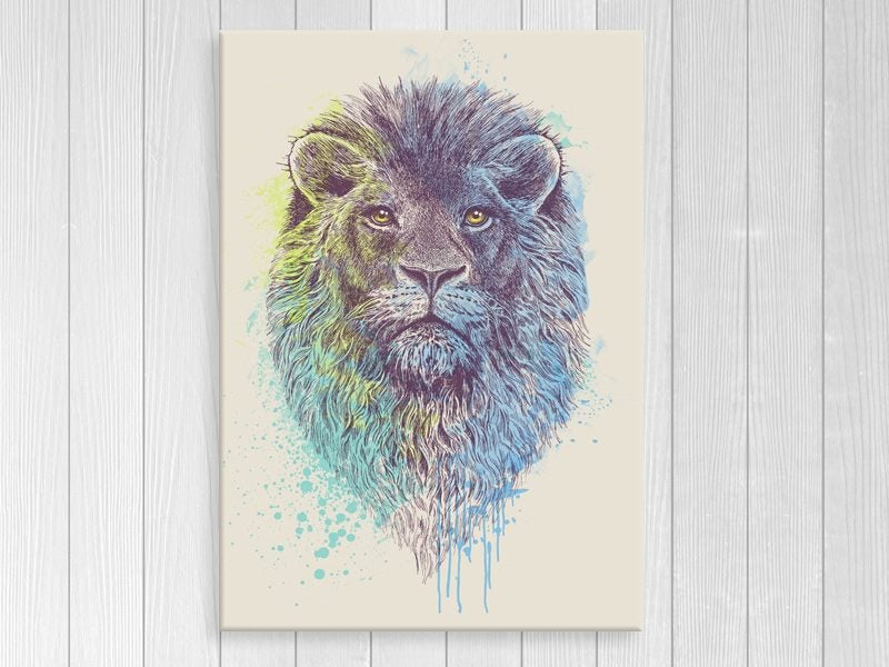 Lion - Pop Art - Blue, Yellow, Green - Graffiti Art - Animal - Art Prints Carousel 1