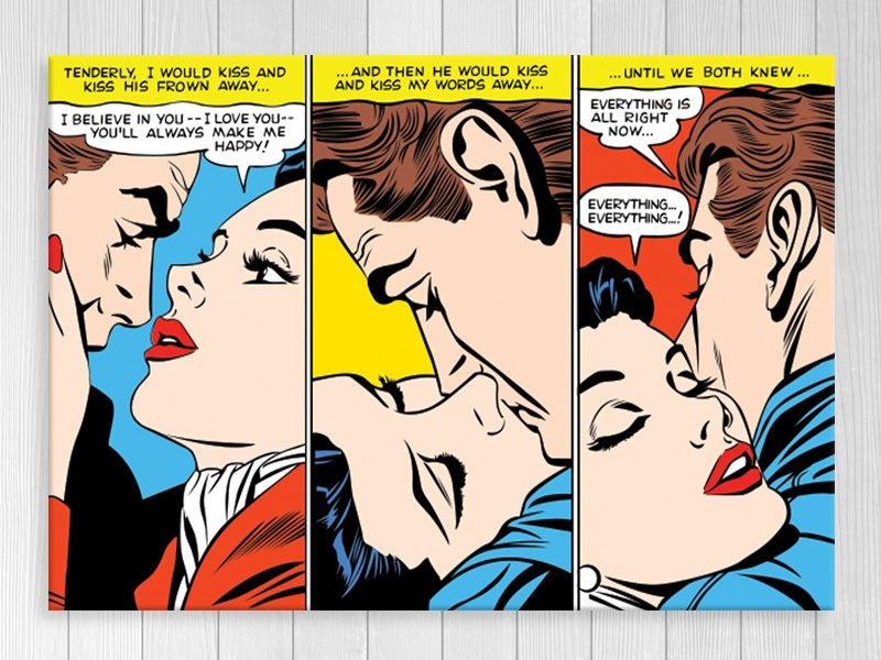 Pop Art - Comic Art - Love - Kiss - Colourful - Wall Art - Art Prints Carousel 1