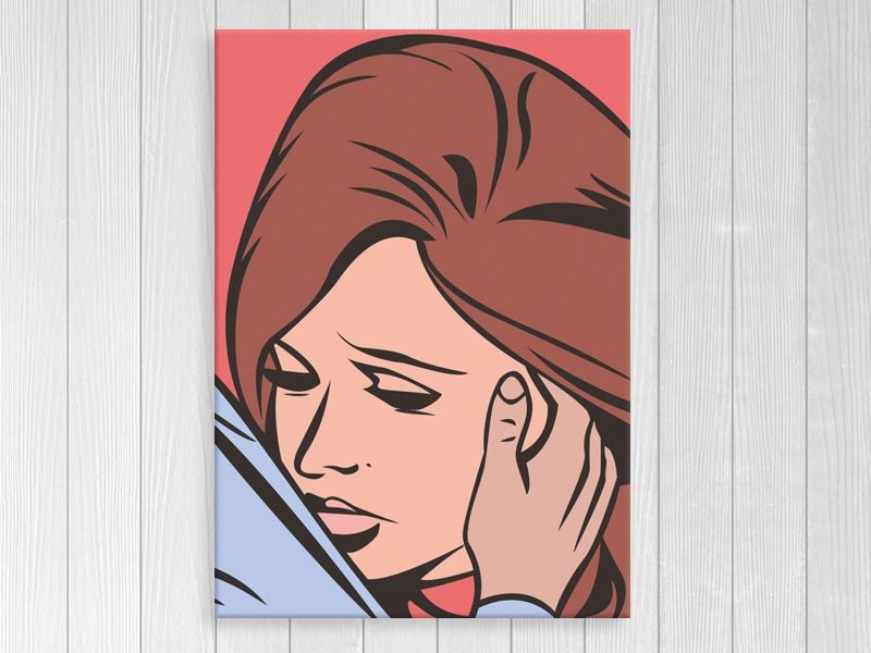 Pop Art - Lady - Woman - Blue - Orange - Red - Wall Art - Art Prints Carousel 1