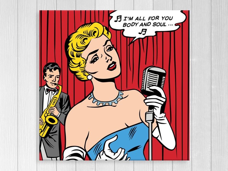 Pop Art - Lady - Singer - Red - Blue - Yellow - Wall Art - Art Prints Carousel 1