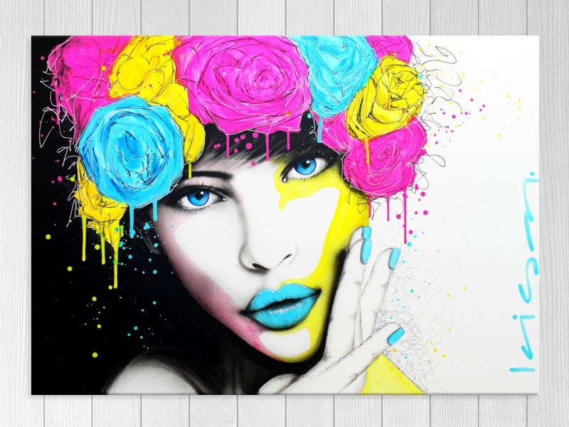 Lady - Woman - Flowers - Colourful - Pop Art - Graffiti - Art Prints Carousel 1