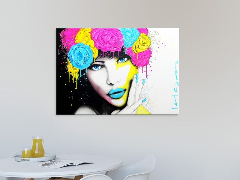Lady - Woman - Flowers - Colourful - Pop Art - Graffiti - Art Prints Carousel 2