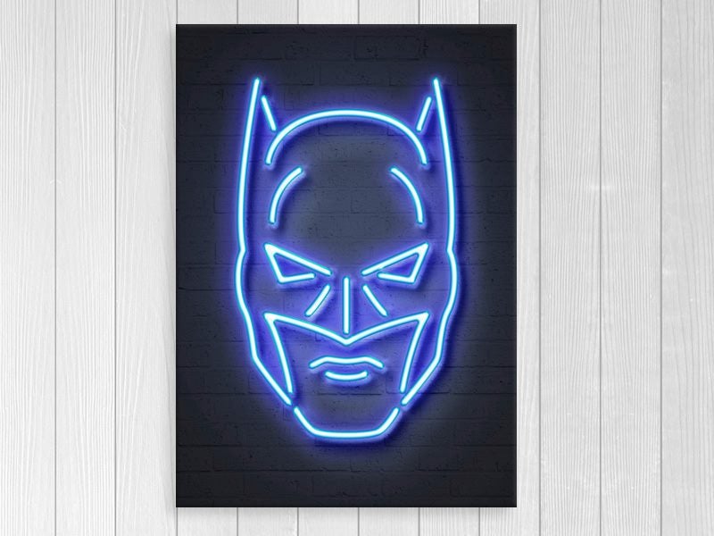 Batman - Kids Art - Pop Art - Black - Blue - Neon - Wall Art - Art Prints Carousel 1