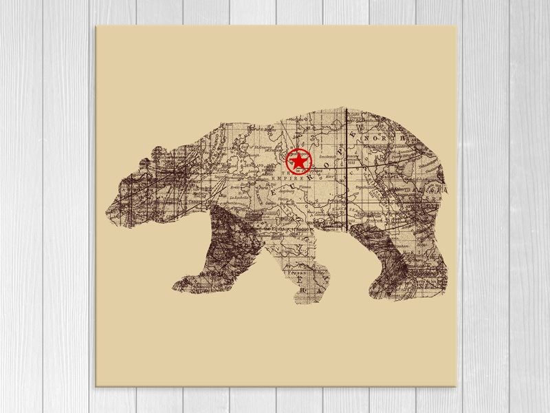 Bear - Map - Pop Art - Abstract - Animal - Wall Art - Art Prints Carousel 1