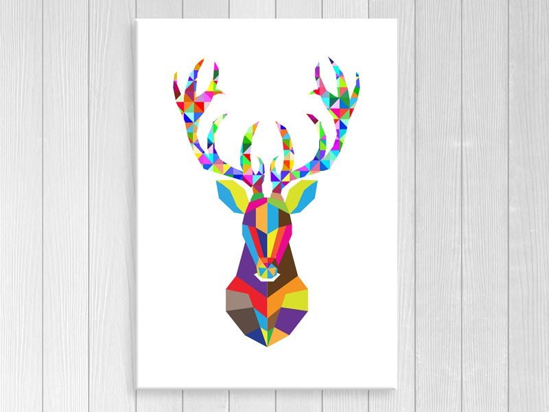 Deer Stag - Geometric - Animal - Contemporary - Colourful - Art Prints Carousel 1