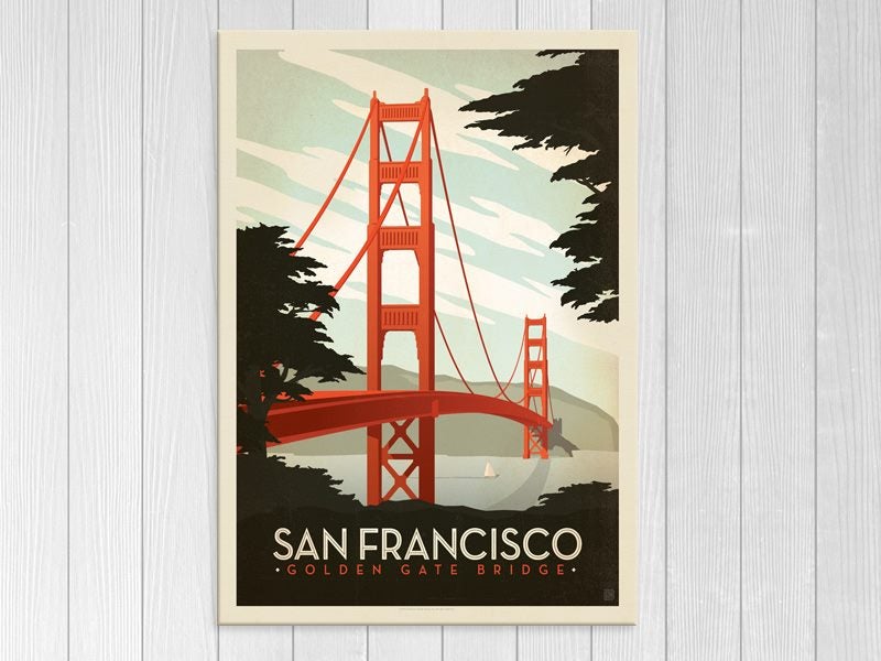 Retro - Vintage - San Francisco - Pop Art - Bridge - Wall Art - Art Prints Carousel 1