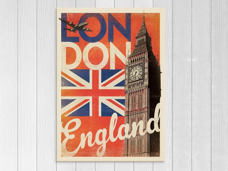 Retro - London - Vintage - Pop Art - Red - Travel - Wall Art - Art Prints Carousel 1