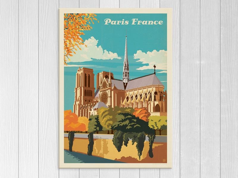 Retro - Vintage - Paris - Notre Dame - Pop Art - Wall Art - Art Prints Carousel 1