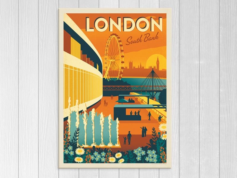 Retro - Vintage - London - Pop Art - South Bank - Wall Art - Art Prints Carousel 1