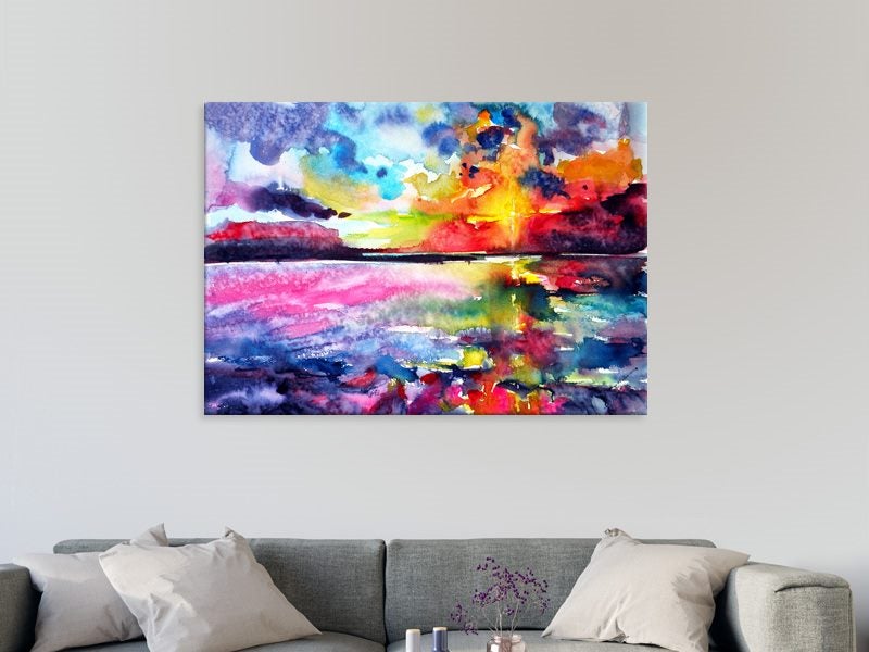 Sunset - Watercolour - Colourful - Contemporary Art - Wall Art - Art Prints Carousel 2
