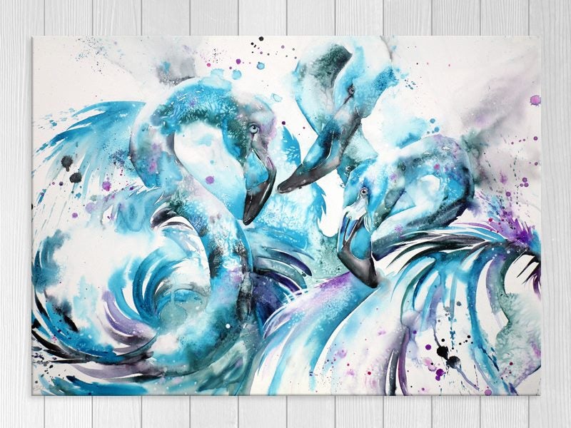 Flamingos - Contemporary - Bird Art - Watercolour - Wall Art - Art Prints Carousel 1