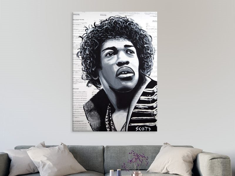 Jimi Hendrix - Black And White - Contemporary Art - Wall Art - Art Prints Carousel 2