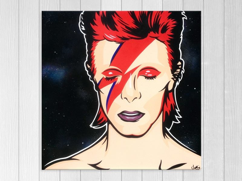 David Bowie - Pop Art - Red, Black - Graffiti Art - Wall Art - Art Prints Carousel 1