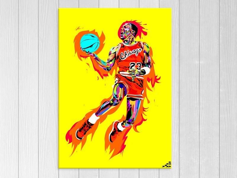 Pop Art - Michael Jordan - Yellow - Graffiti Art - Wall Art - Art Prints Carousel 1