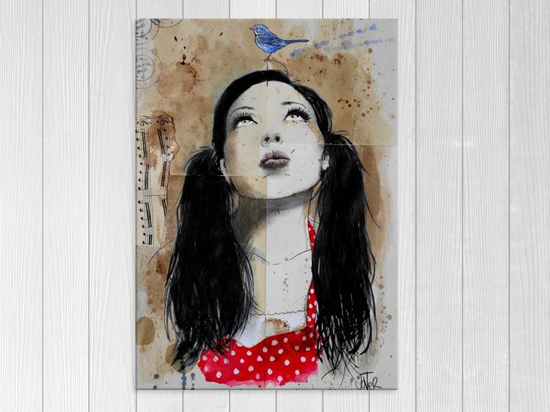 Woman - Blue Bird - Lady - Pop Art - Red - Graffiti Art - Wall Art - Art Prints Carousel 1