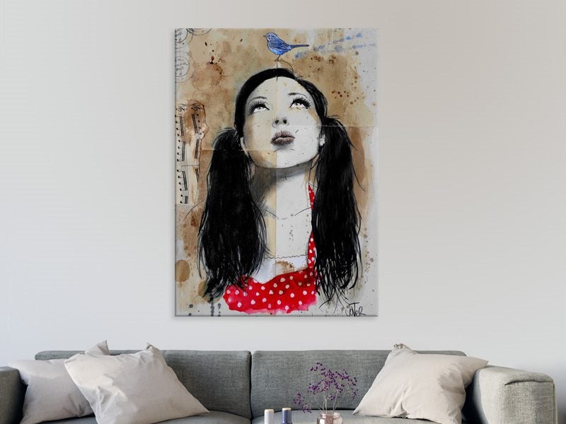 Woman - Blue Bird - Lady - Pop Art - Red - Graffiti Art - Wall Art - Art Prints Carousel 2