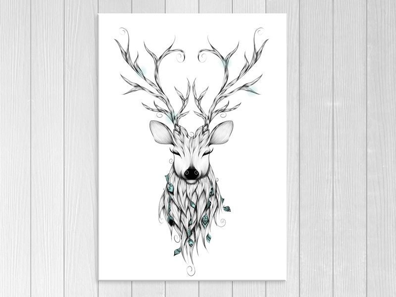 Deer Stag - Contemporary Art - Pop Art - Animal - Boho - Wall Art - Art Prints Carousel 1