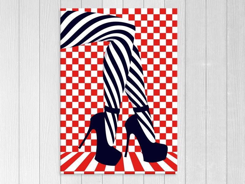 Woman - Pop Art - Red - Black - Graffiti - White - Lady - Wall Art - Art Prints Carousel 1