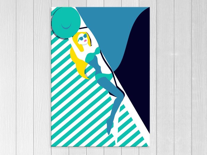 Beach - Woman - Lady - Geometric - Pop Art - Graffiti - Wall Art - Art Prints Carousel 1