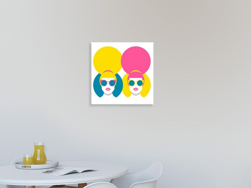 Pop Art - Lady - Circle - Blue, Pink, Yellow - Wall Art - Graffiti - Art Prints Carousel 2