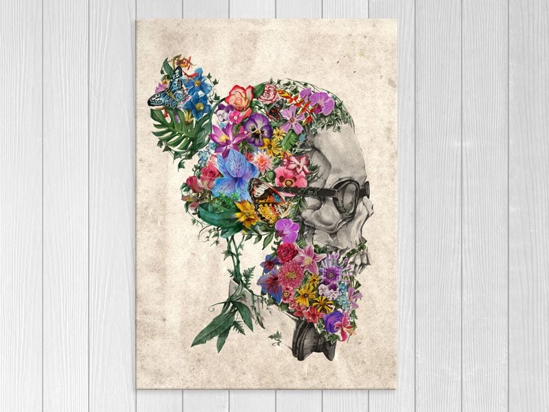 Skull - Flowers - Day Of The Dead - Pop Art - Graffiti - Wall Art - Art Prints Carousel 1