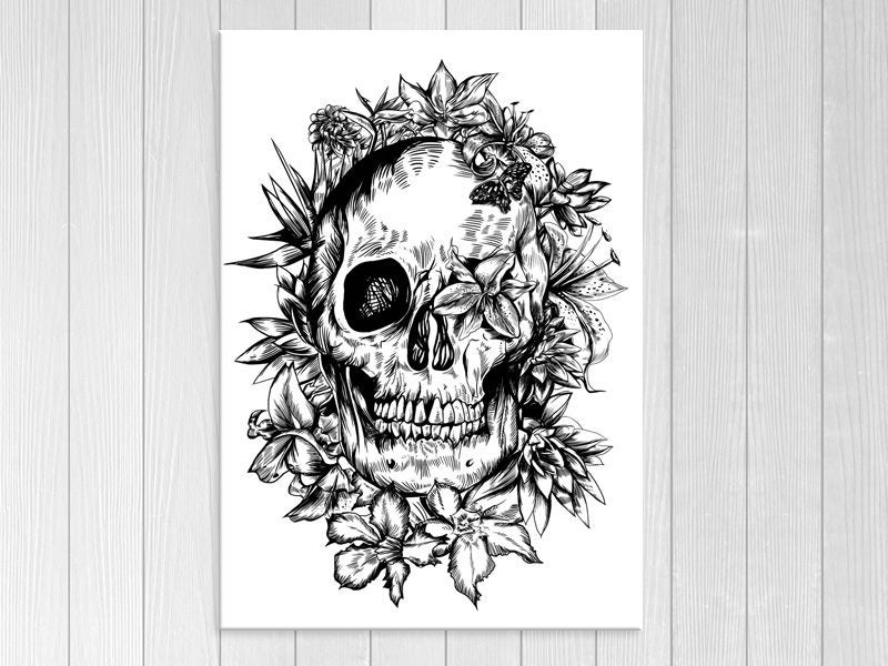 Skull - Black And White - Day OF The Dead - Pop Art - Graffiti - Art Prints Carousel 1