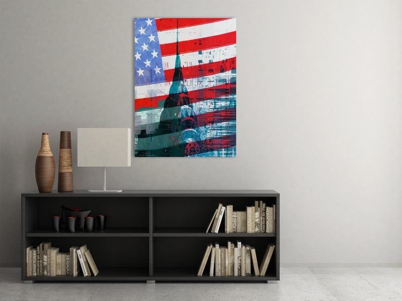 New York City - Abstract Art - Red - Blue - White - Wall Art - Art Prints Carousel 2