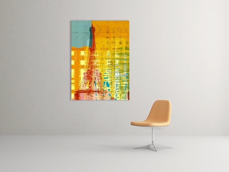 Paris - Abstract Art - City - Orange - Yellow - Wall Art - Artwork - Art Prints Carousel 2