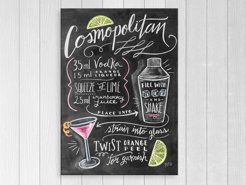 Kitchen Art - Chalk - Cosmopolitan - Contemporary Art - Wall Art - Art Prints Carousel 1