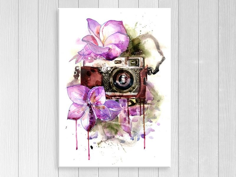 Flowers - Camera - Purple - Contemporary Art - Wall Art - Pop Art - Art Prints Carousel 1