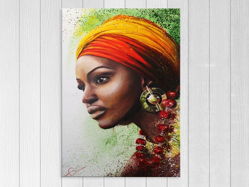 Woman - African - Pop Art - Portrait - Graffiti - Wall Art Carousel 1