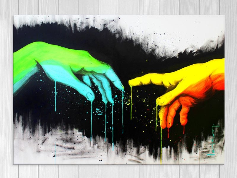 Pop Art - Hands - Green, Yellow - Graffiti Art - Art Prints Carousel 1