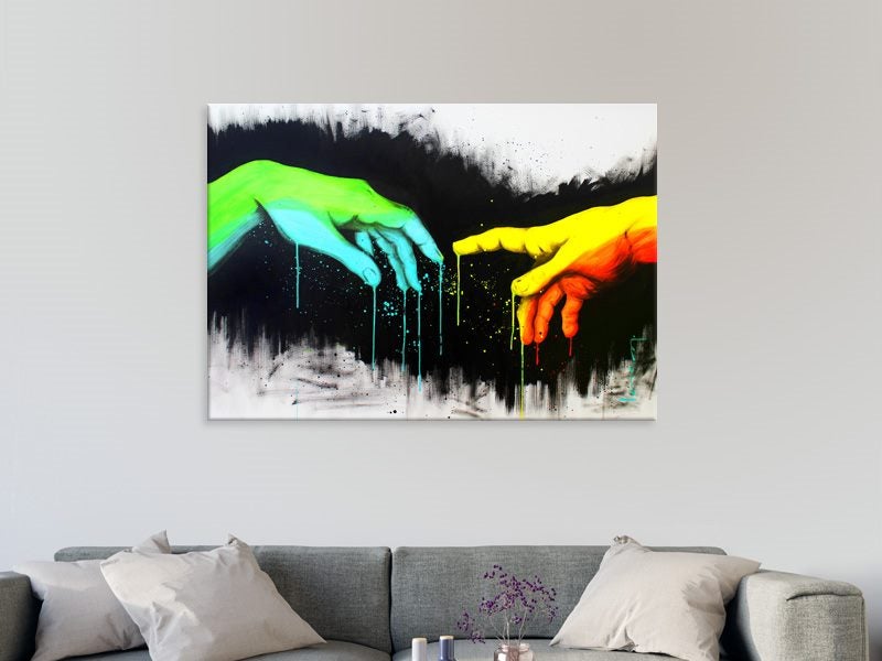 Pop Art - Hands - Green, Yellow - Graffiti Art - Art Prints Carousel 2