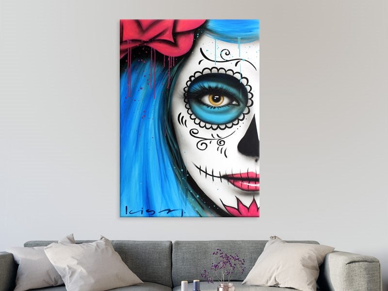 Sugar Skull - Blue - Pop Art - Day Of The Dead - Wall Art Carousel 2